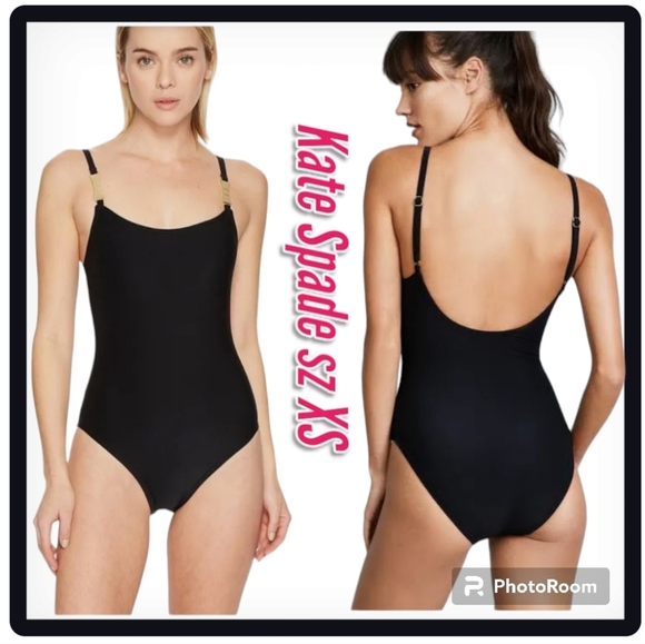 KATE SPADE Black One Piece Swimsuit MWT sz XS - Picture 3 of 10